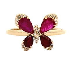 Genuine 1.26ct Ruby Diamond Ring 14KT Yellow Gold