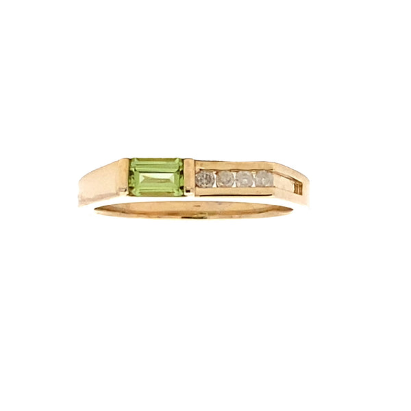 Natural .06ct Peridot Diamond Ring 10KT Yellow Gold