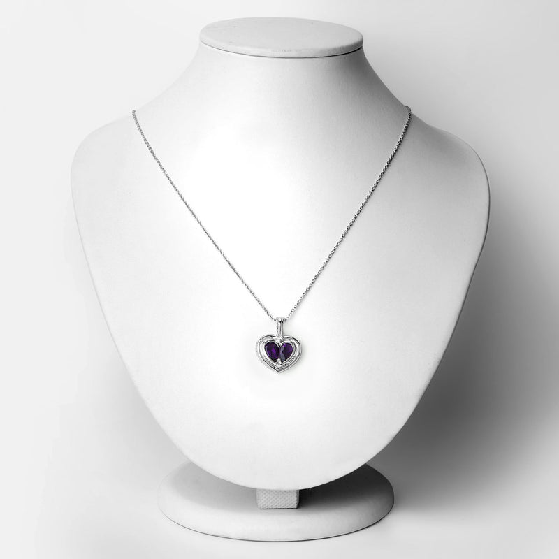 2.36 Carat Genuine Amethyst and White Topaz .925 Sterling Silver Pendant