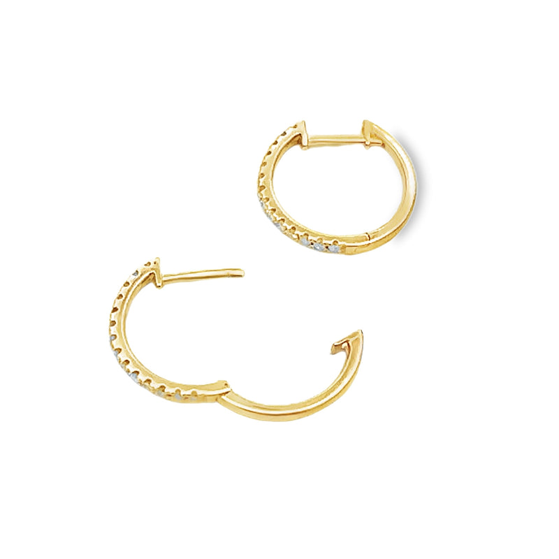 Natural .25ct Diamond Hoop Earrings 14KT Yellow Gold