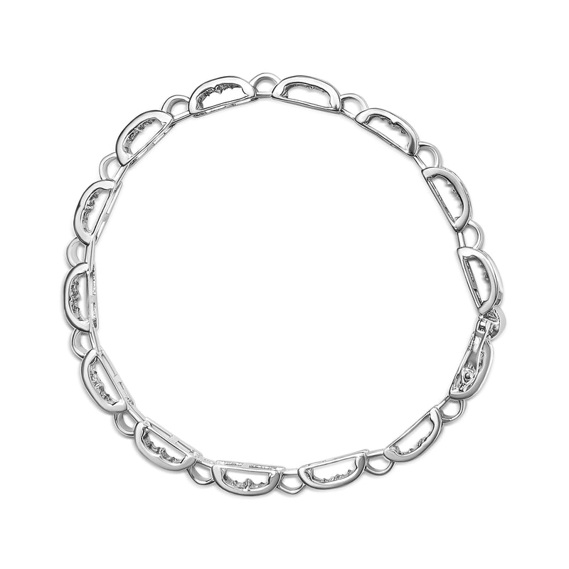 14K White Gold 2.00 Cttw Princess Diamond Invisible Set Link Bracelet (H-I Color, SI2-I1 Clarity) - 7"