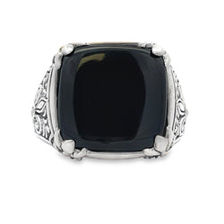 Genuine Onyx Ring Sterling Silver 18KT Gold