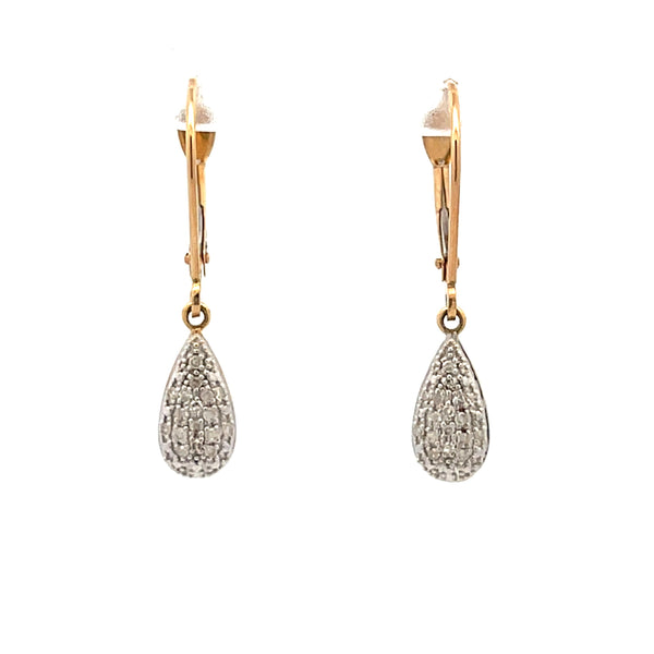 Genuine .10ct Diamond Dangle Earrings 10KT Yellow Gold