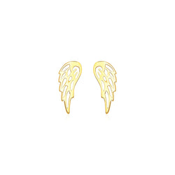 14k Yellow Gold Polished Wing Post Earrings