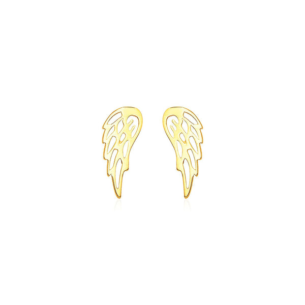 14k Yellow Gold Polished Wing Post Earrings