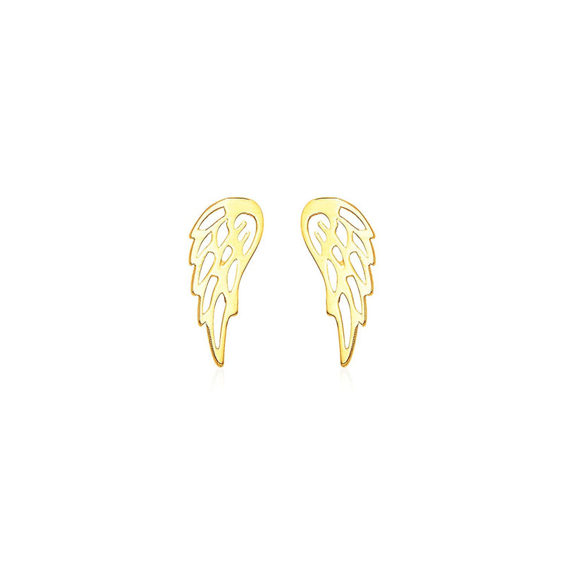 14k Yellow Gold Polished Wing Post Earrings