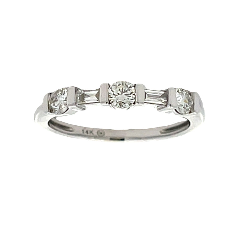 Natural .50ct Diamond Wedding Band Ring 14KT White Gold