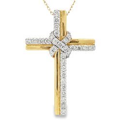 1.00ct Diamond Cross Religious Pendant 10KT Yellow Gold