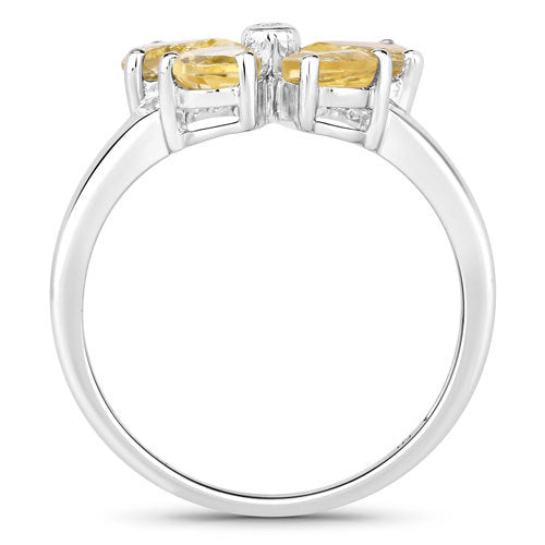 1.35 Carat Genuine Citrine and Created White Sapphire .925 Sterling Silver Ring