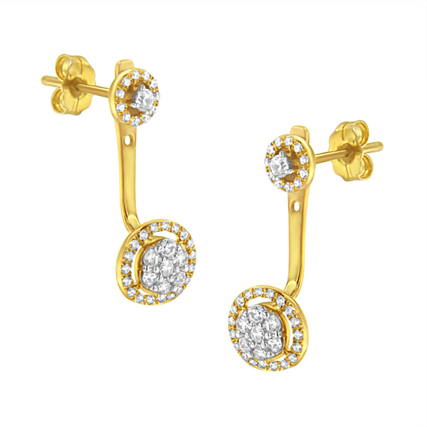 14K Yellow Gold Plated .925 Sterling Silver 5/8 Cttw Diamond Removable Stud and Dangle Earrings (I-J Color, I2-I3)