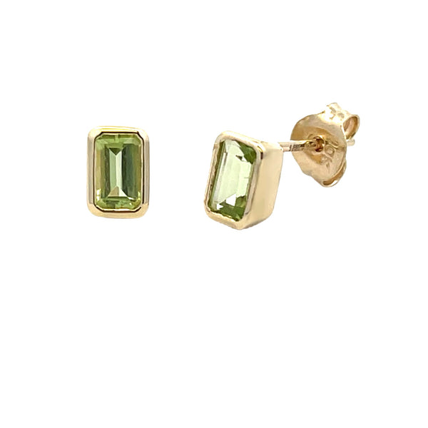 Natural .70ct Peridot Earrings 10KT Yellow Gold