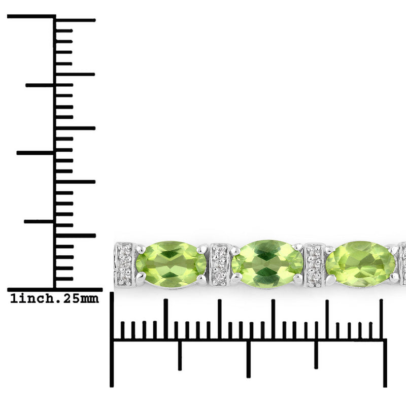 4.65 Carat Genuine Peridot and White Topaz .925 Sterling Silver Bracelet