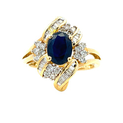 Natural 2.00ct Sapphire Diamond Ring 14KT Yellow Gold