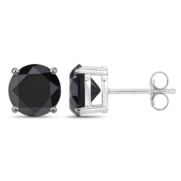 4.91 Carat Genuine Black Diamond 14K White Gold Earrings