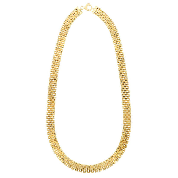 14k Yellow Gold Faceted Panther Link Chain Necklace