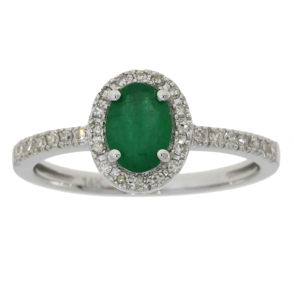 Genuine .94ct Emerald Diamond Ring 14KT White Gold