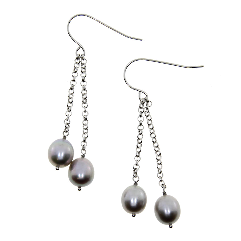 Fresh Water Pearl Dangle Earrings Sterling Silver