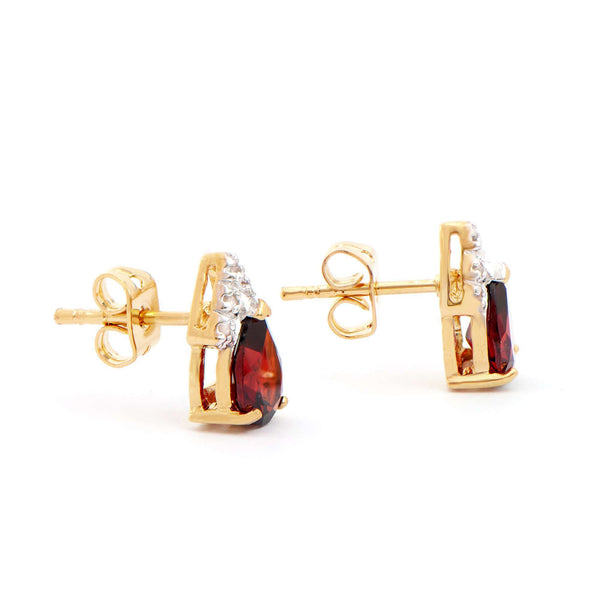 2.12 ctw Garnet & Diamonds 18K Gold Plated Designer Earrings