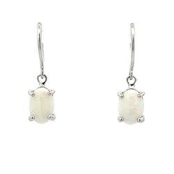 Genuine .86ct Opal Dangle Earrings 10KT White Gold