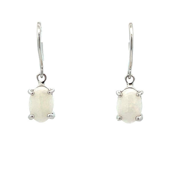 Genuine .86ct Opal Dangle Earrings 10KT White Gold