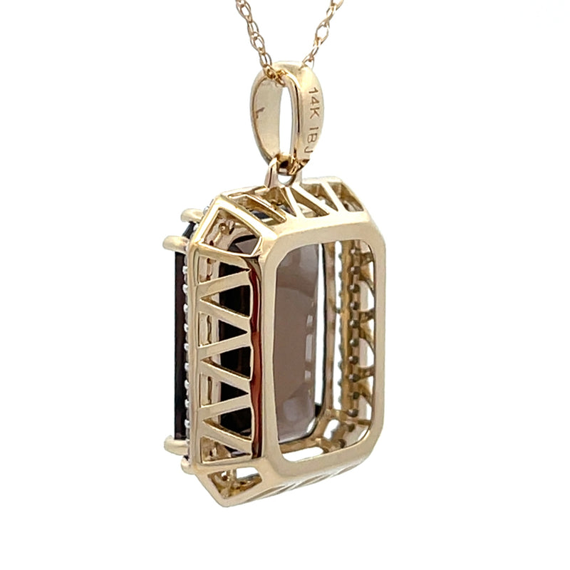 .20ct Quartz Diamond Fashion Pendants 14KT Yellow Gold