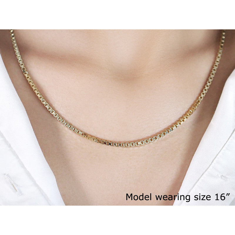 2.5mm 14k Yellow Gold Semi Solid Box Chain
