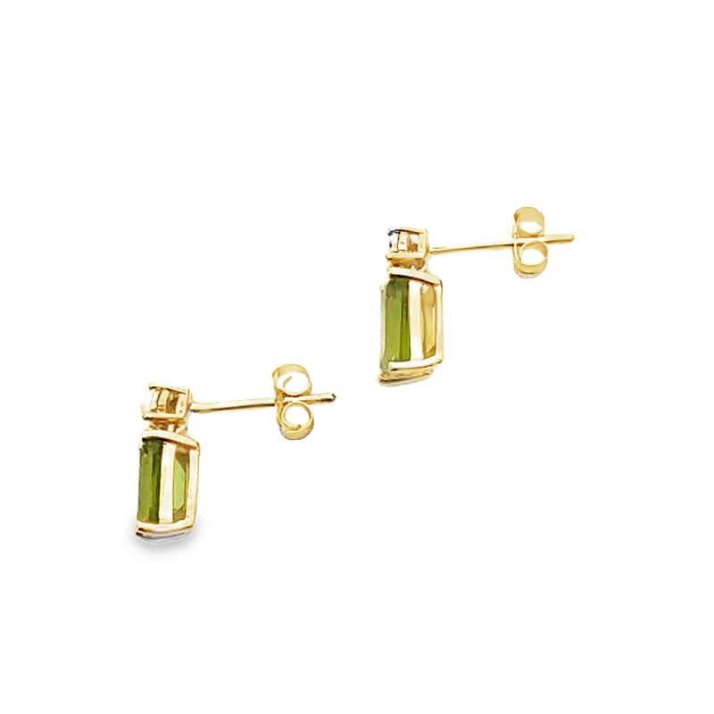 2.11ct Peridot Diamond Earrings 10KT Yellow Gold