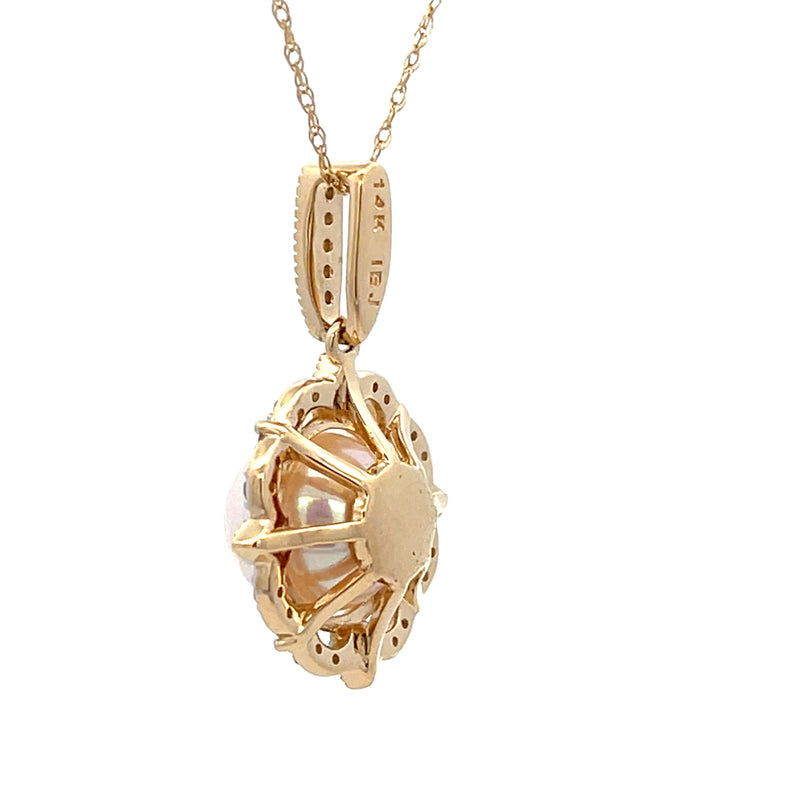 FW Pearl Diamond Fashion Pendants 14KT Yellow Gold