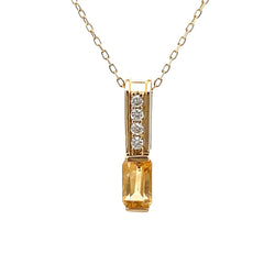 .06ct Citrine Diamond Fashion Pendants 10KT Yellow Gold