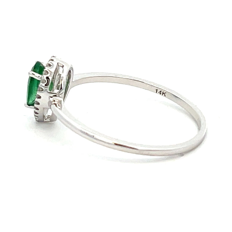 Genuine .47ct Emerald Diamond Ring 14KT White Gold