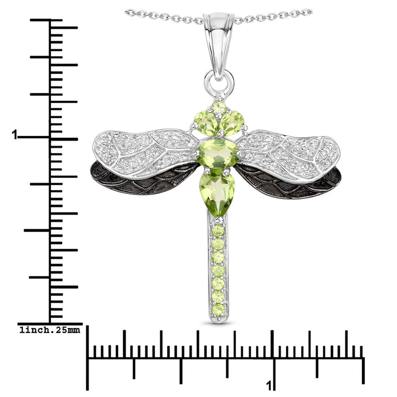 1.98 Carat Genuine Peridot and White Topaz .925 Sterling Silver Pendant