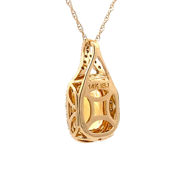 Citrine Diamond Fashion Pendants 14KT Yellow Gold