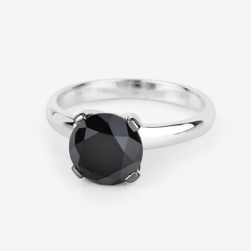 3.00 Carat Genuine Black Diamond 14K White Gold Ring