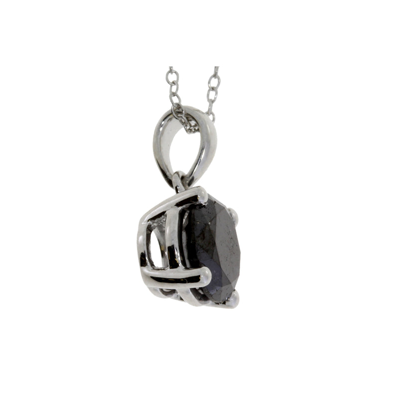 Natural 2.00ct Black Diamond Pendant Sterling Silver