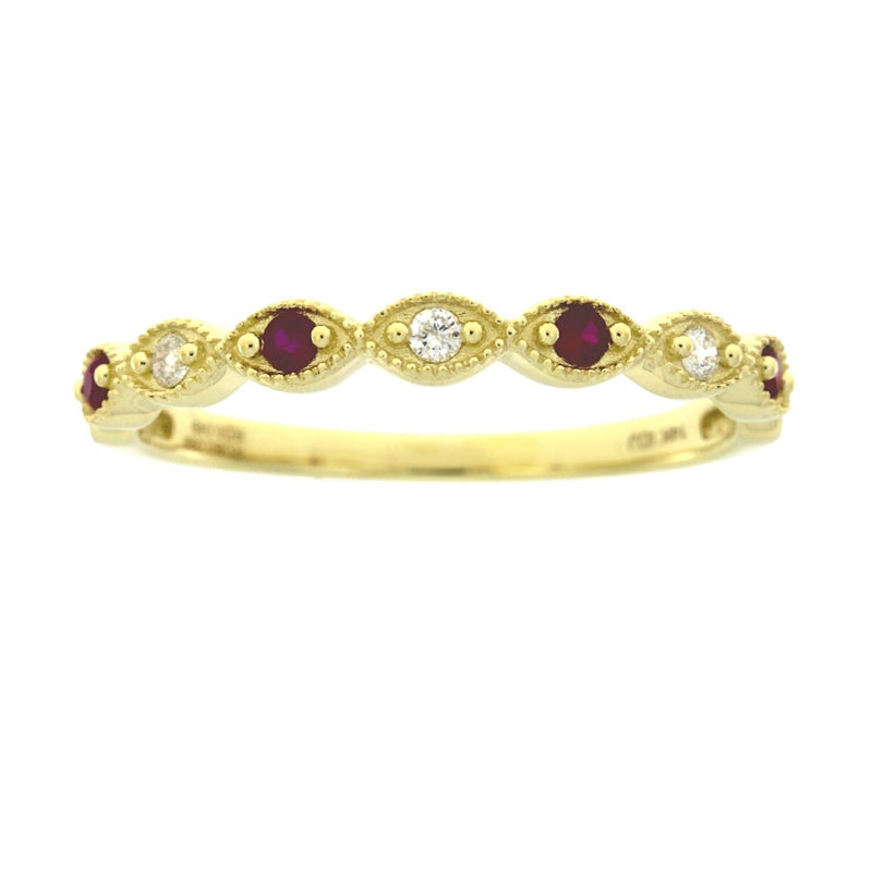 .15ct Ruby Diamond Wedding Band Ring 14KT Yellow Gold