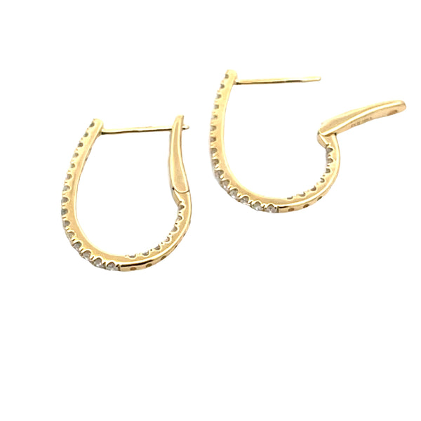 Genuine .51ct Diamond Hoop Earrings 14KT Yellow Gold