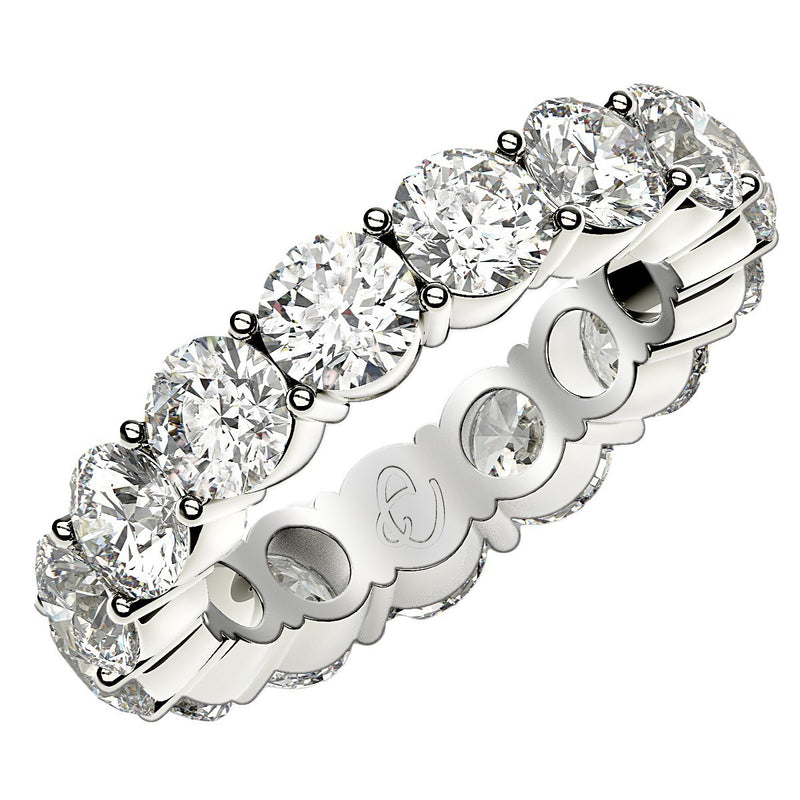 Round Cut Lab Grown Diamond Eternity Ring in 14k White Gold (5 cttw FG/VS2)