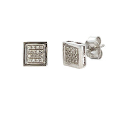 Natural .10ct Diamond Stud Earrings 14KT White Gold