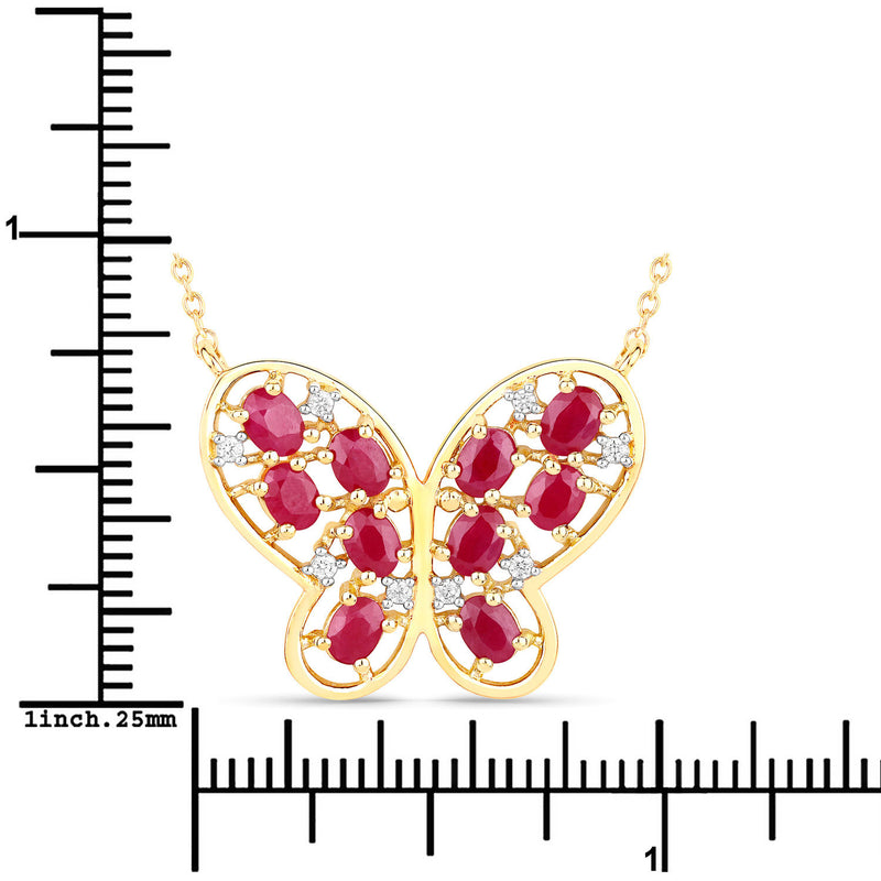 2.36 Carat Genuine Ruby and White Zircon .925 Sterling Silver Necklace