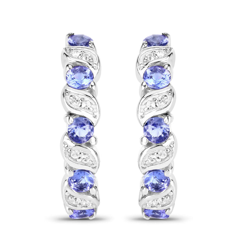 1.08 Carat Genuine Tanzanite and White Topaz .925 Sterling Silver Earrings