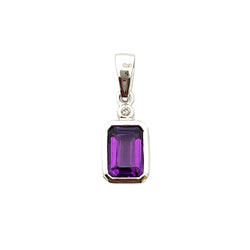 Amethyst Diamond Fashion Pendants 10KT White Gold