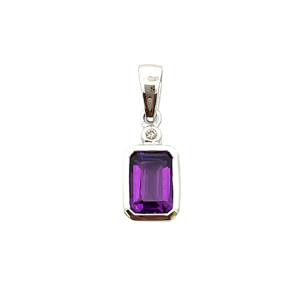 Amethyst Diamond Fashion Pendants 10KT White Gold