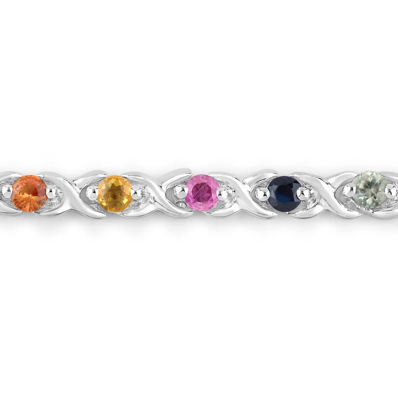 0.88 Carat Genuine Multi Sapphire .925 Sterling Silver Bracelet