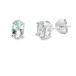 Natural .68ct Aquamarine Stud Earrings 10KT White Gold