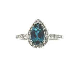 1.13ct London Blue Topaz Diamond Ring 14KT White Gold