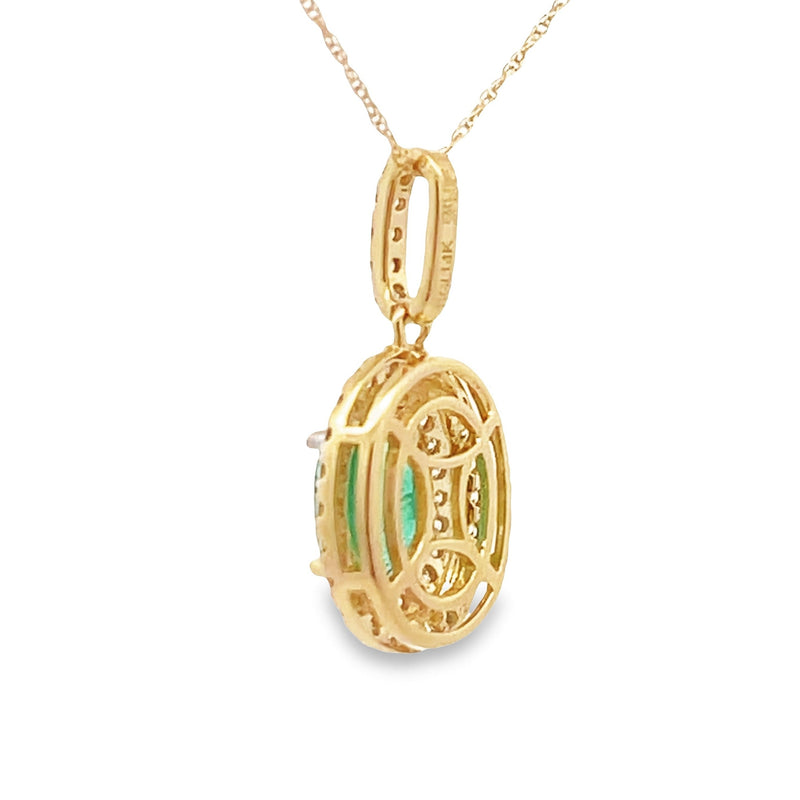 Emerald Diamond Fashion Pendants 14KT Yellow Gold