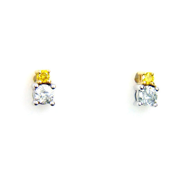 Genuine .33ct Diamond Earrings 14KT 2 Tone Gold