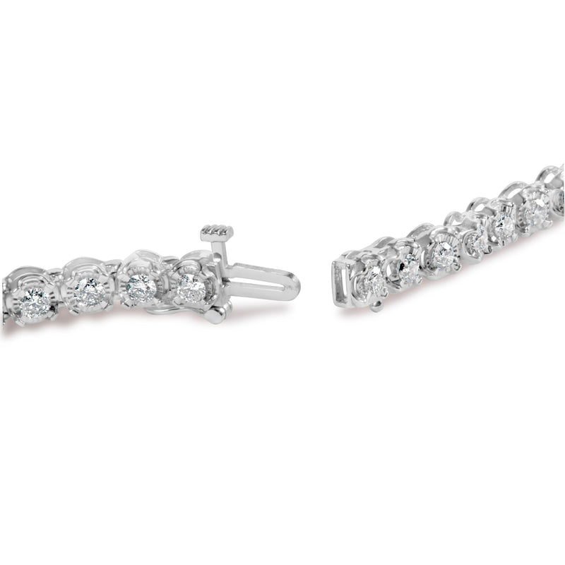 10K White Gold 3.00 Cttw Miracle Set Diamond Bezel Link Style Tennis Bracelet (H-I Color, I2-I3 Clarity) - 7.5"