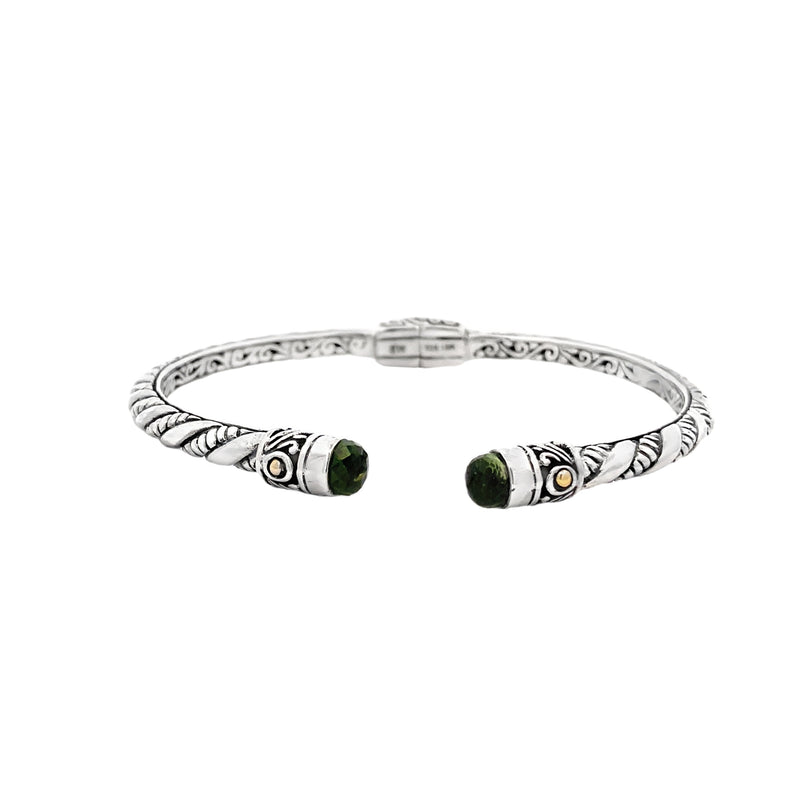 Peridot Bangle Bracelet Sterling Silver 18KT Gold