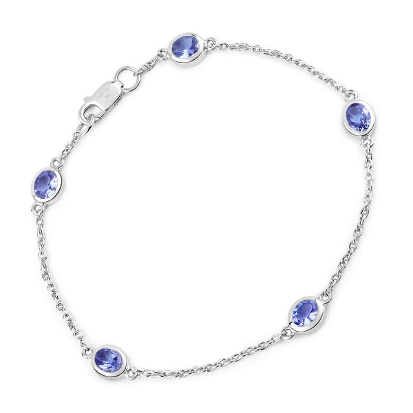 1.65 Carat Genuine Tanzanite .925 Sterling Silver Bracelet